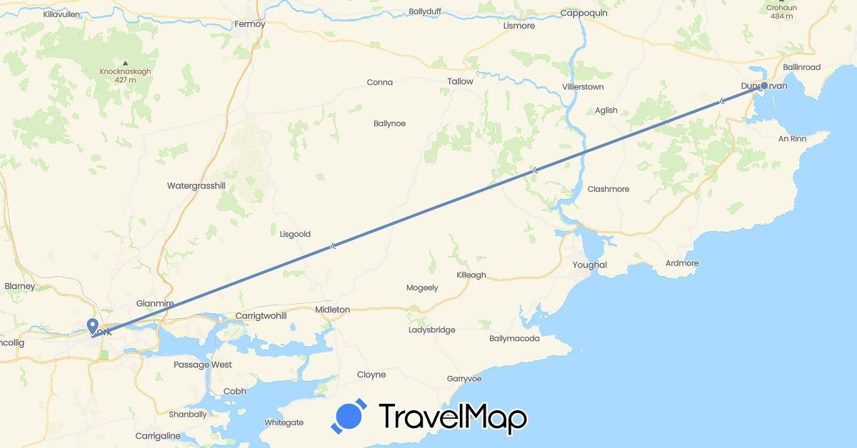 TravelMap itinerary: driving, cycling in Ireland (Europe)